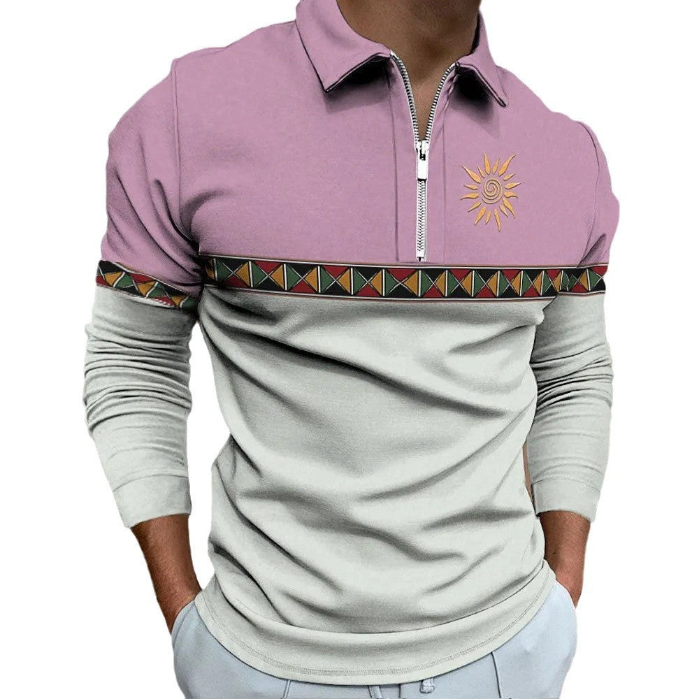 Men's Retro Color Printing Fashion Sports Golf Top Casual T-shirt