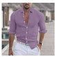 Men's Long Sleeve Shirt With Button Casual Solid Color Tops For Spring Autumn